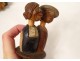 3 bottle stoppers carved wood articulated characters couple twentieth century