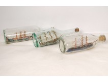 Lot 3 model boats bottle diorama tugboat Popular Art XIXth