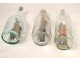 Lot 3 model boats bottle diorama tugboat Popular Art XIXth