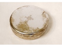 Round host box in silver metal 20th century communion church