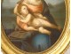 Pastel oval painting Virgin Child Jesus Madonna landscape 19th century Heurtier