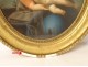 Pastel oval painting Virgin Child Jesus Madonna landscape 19th century Heurtier