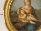 Pastel oval painting Virgin Child Jesus Madonna landscape 19th century Heurtier