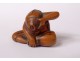 Netsuke Katabori boxwood carved polychrome man drinking Japan Edo XIXth