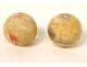 Set of 9 polychrome Carrara marble fruits apple peach fig pear nineteenth