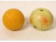 Set of 9 polychrome Carrara marble fruits apple peach fig pear nineteenth