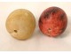 Set of 9 polychrome Carrara marble fruits apple peach fig pear nineteenth