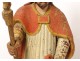 Polychrome carved wood statue of Saint-Eloi 18th century bishop cross