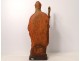 Polychrome carved wood statue of Saint-Eloi 18th century bishop cross