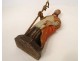 Polychrome carved wood statue of Saint-Eloi 18th century bishop cross