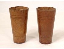 2 Ace Clover 19th century leather dice goblets