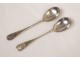 2 solid silver mustard spoons Minerva goldsmith Puiforcat 31gr XIXth