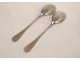 2 solid silver mustard spoons Minerva goldsmith Puiforcat 31gr XIXth