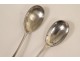 2 solid silver mustard spoons Minerva goldsmith Puiforcat 31gr XIXth