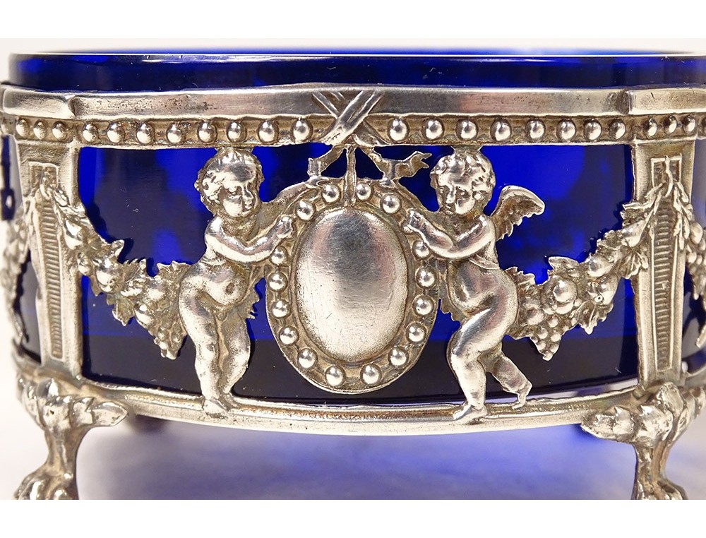 DEUX SALERONS ART Nouveau Argent Massif Minerve Fleurs à Clochettes 1900