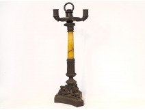 Large candelabra 3 lights bronze Siena marble Napoleon III XIXth century