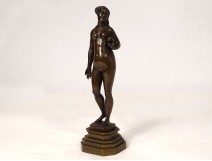 Small bronze statuette sculpture nude woman Eve garden Eden XIXth century