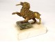 Golden bronze paperweight sculpture poodle dog white marble nineteenth century