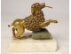 Golden bronze paperweight sculpture poodle dog white marble nineteenth century