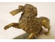 Golden bronze paperweight sculpture poodle dog white marble nineteenth century