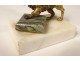 Golden bronze paperweight sculpture poodle dog white marble nineteenth century