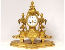 Gilt bronze clock Allegory Arts Music Book Napoleon III XIXth century