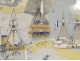 Gouache Albert Brenet boats ship frigate Duguay-Trouin coat of arms twentieth
