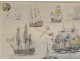 Gouache Albert Sébille boats three-masted ship marine Tiger twentieth century