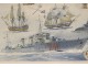 Gouache Albert Sébille boats three-masted ship marine Tiger twentieth century