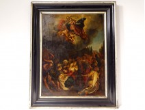 Oil Copper painting Assumption Virgin Flemish school apostles 17th century