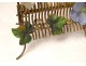 Mirror bottle holder brass opalescent glass flowers metal nineteenth