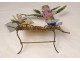 Mirror bottle holder brass opalescent glass flowers metal nineteenth