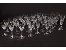 Set of 30 Saint-Louis cut crystal glasses model Bristol twentieth flutes