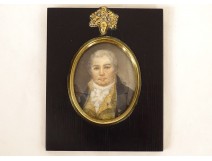 Miniature painted portrait gentleman noble aristocrat XIXth century