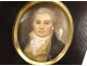 Miniature painted portrait gentleman noble aristocrat XIXth century