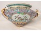 Hanging cup planter earthenware Sarreguemines China birds nineteenth