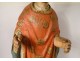 Statue polychrome wood sculpture Saint breton crosse Brittany late 17th century