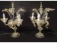 Pair of three-light girandole lamps blown glass gilding Murano Venice twentieth