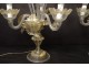 Pair of three-light girandole lamps blown glass gilding Murano Venice twentieth