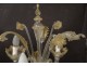 Pair of three-light girandole lamps blown glass gilding Murano Venice twentieth