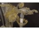 Pair of three-light girandole lamps blown glass gilding Murano Venice twentieth