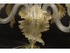 Pair of three-light girandole lamps blown glass gilding Murano Venice twentieth