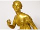 Gilt bronze pendulum woman lyre column Madame de Staël Restoration XIXth