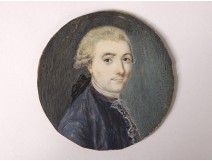 Miniature round portrait gentleman François-Aimé de Marquet eighteenth