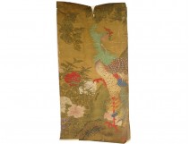 Tissue paper painting roller Japan bird phoenix flowers landscape late eighteenth