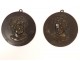 Pair bronze medallions portraits children Bacchus Bacchante late eighteenth