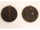 Pair bronze medallions portraits children Bacchus Bacchante late eighteenth