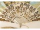 Fan gouache mother of pearl elegant characters landscape Napoleon III nineteenth