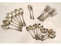 Lot solid silver cutlery Minerva spoons forks 1472gr nineteenth