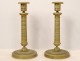 Pair of candlesticks torches Restoration gilded bronze flowers nineteenth vines